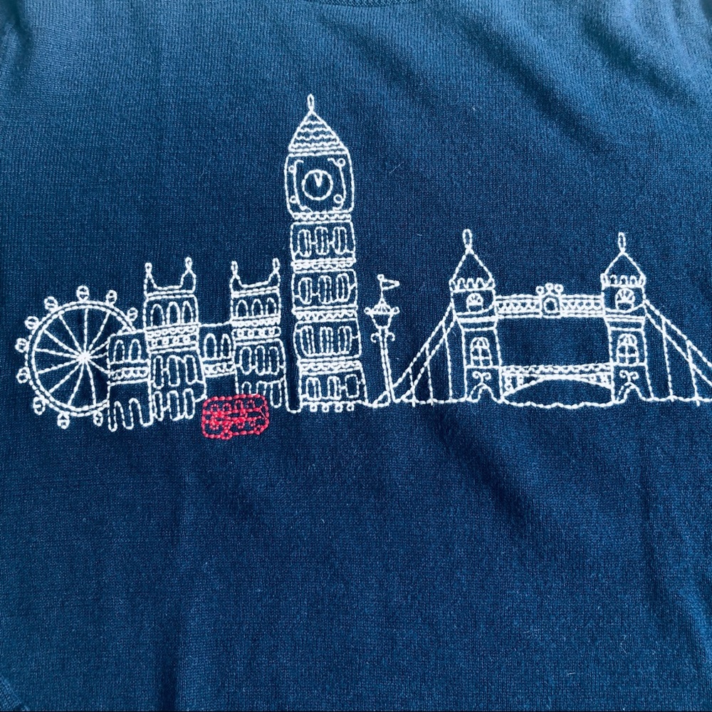 Halogen graphic pullover S shirt sweater London - Picture 2 of 7